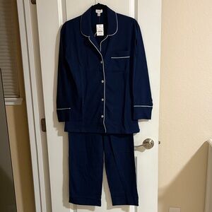 J Crew Woman’s Long Sleeve Navy Pajama Set - Size Small Petite NWT